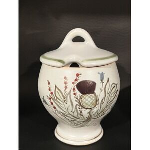 Buchan Portobello Scotland Thistleware Jelly Jam Jar with Lid‎ Stamped 218